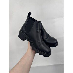 Steve Madden Howler Boots Women 11 Black Vegan Faux Leather Chunky Grunge Skater